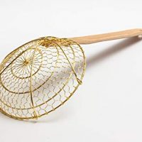 Craft Wok Chinese Brass Skimmer/Strainer 6 inch Diameter Spider with Bamboo Handle / 732W7