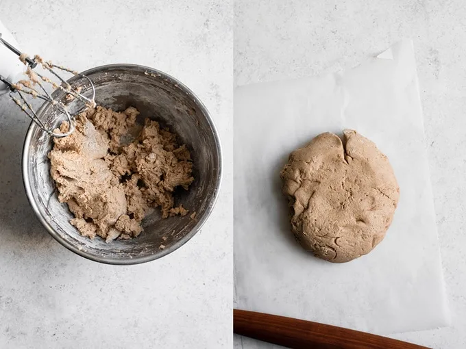 the dough after mixing and after chilling