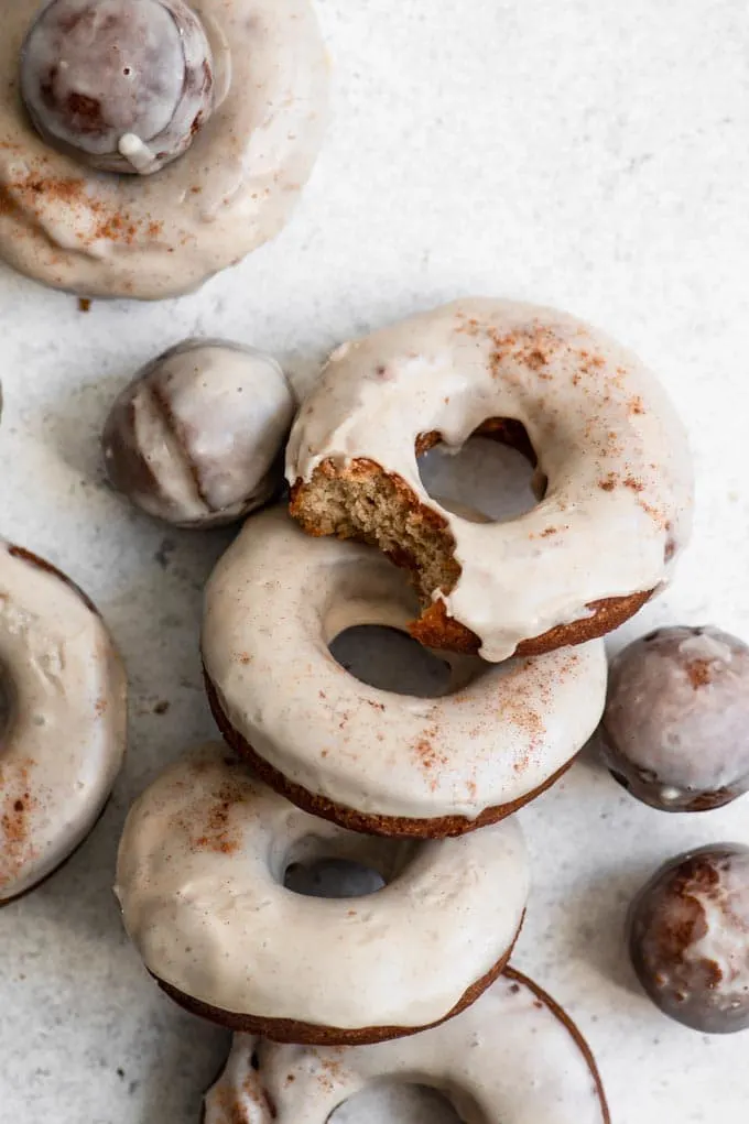 vegan maple glazed apple cider donutes