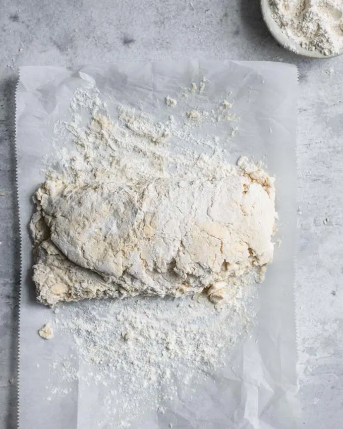 folding the dough into thirds like a letter