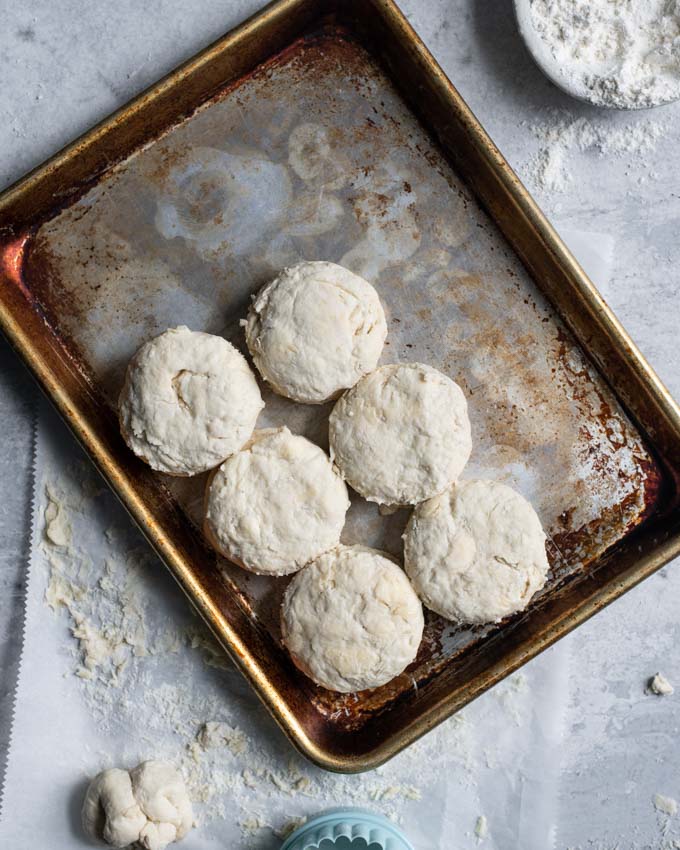 biscuits on a baking tray ready to bake