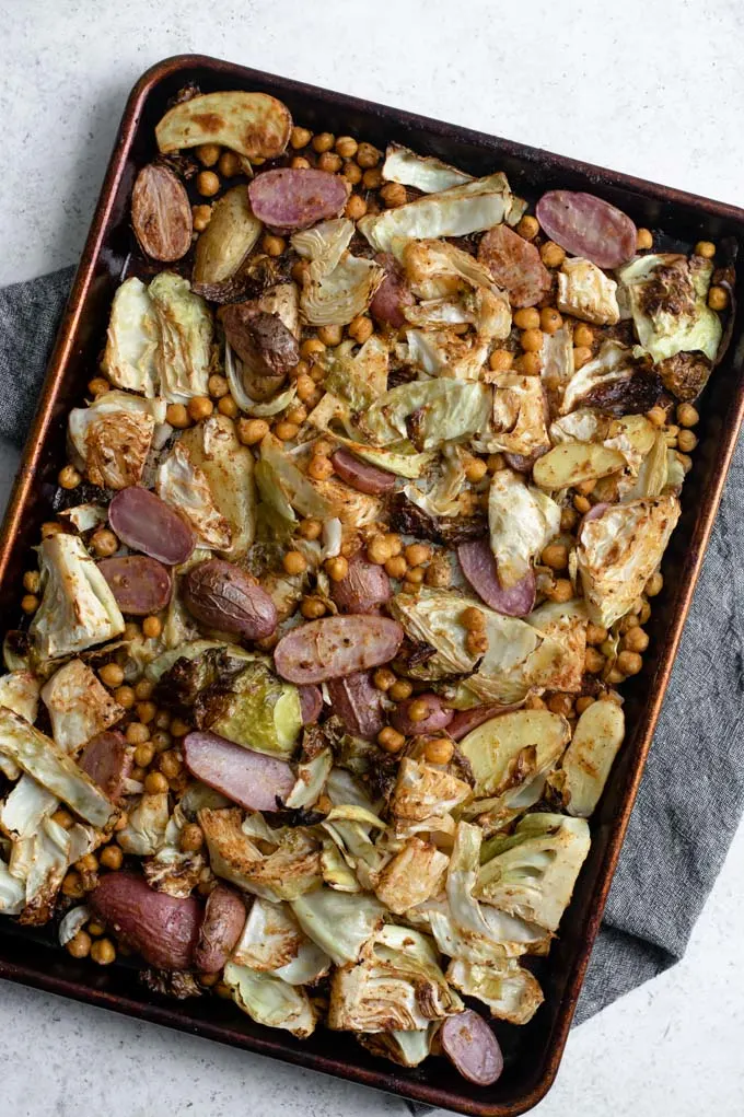 sheet pan dinner after roasting