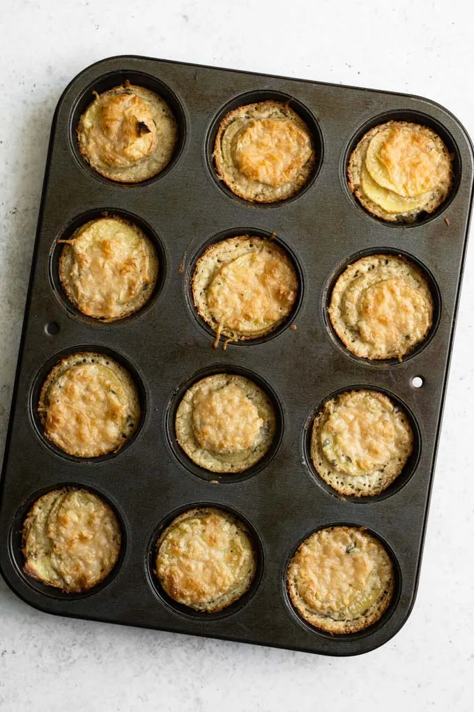 vegan potato stacks baked in muffin tin