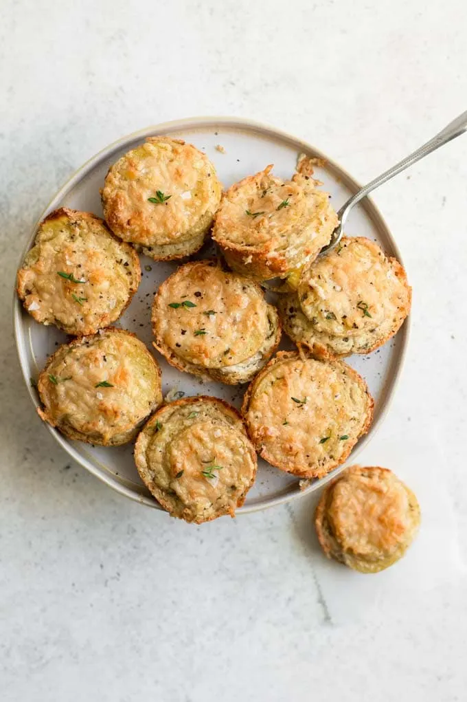 vegan garlic parmesan potato stacks