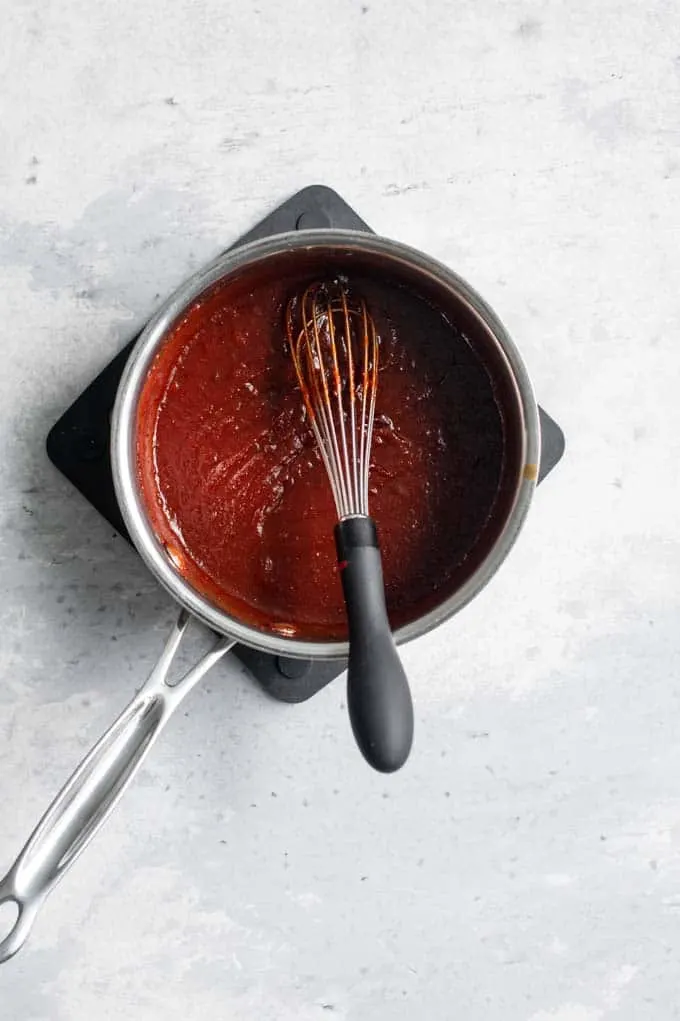 cranberry barbecue sauce in a pot