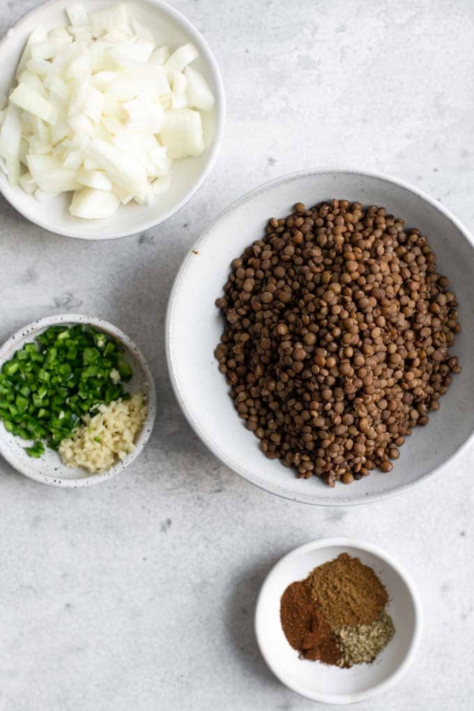 ingredients for lentil enchiladas