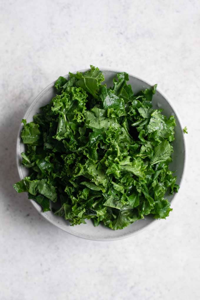 prepped kale in a bowl