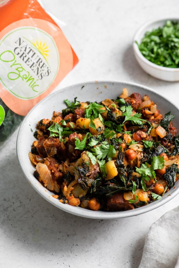 breakfast hash made with nature's greens kale