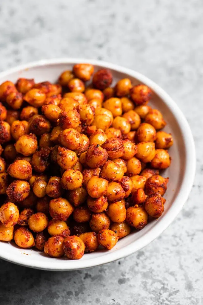 close up of the chorizo spiced chickpeas