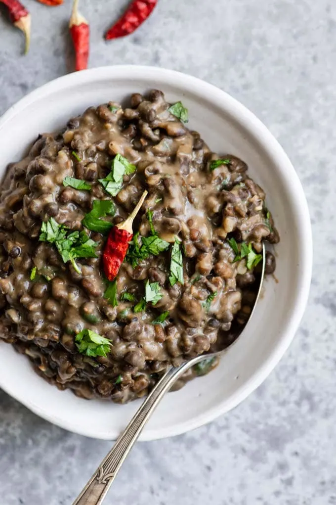 serving of garlic dal fry