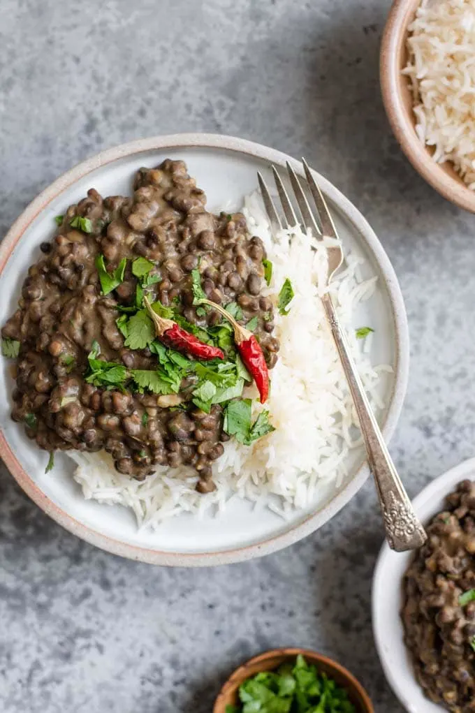 urad dal and rice on a plate