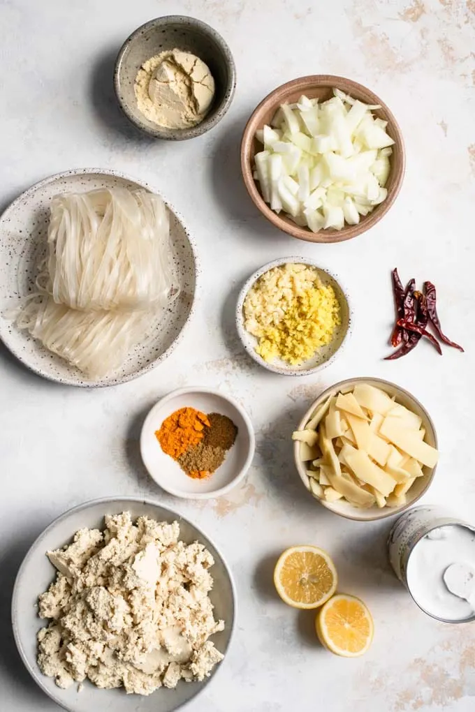 ingredients for kaukswe mise en place