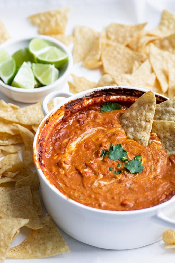 bean dip garnished with cilantro