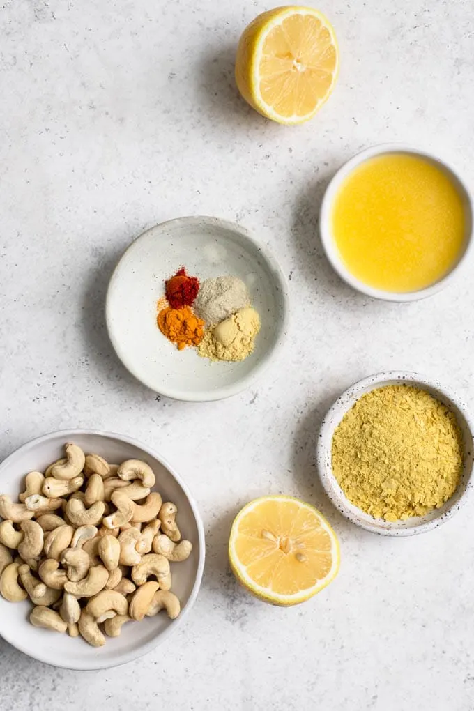 ingredients for cashew hollandaise