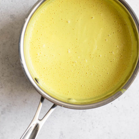 vegan hollandaise in a small pot