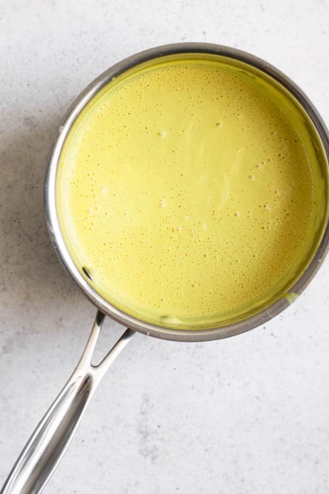 vegan hollandaise in a small pot