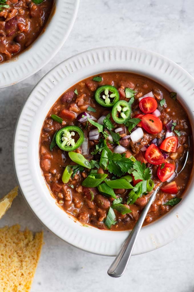 close up of vegan chili