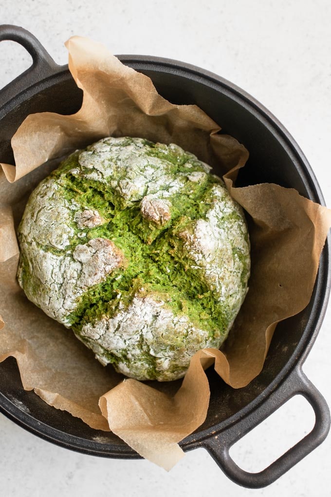 soda bread baked in cast iron dutch oven