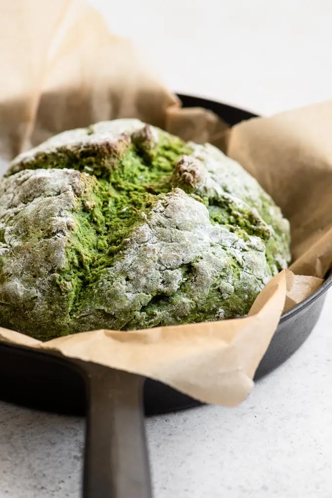 soda bread baked in cast iron skillet