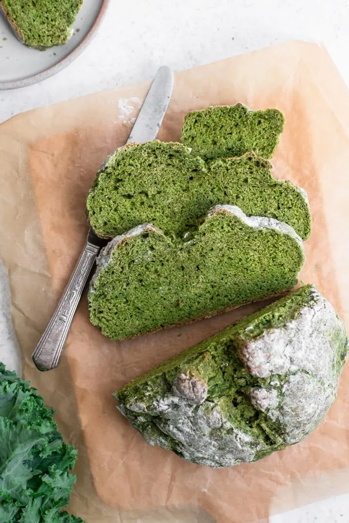 sliced kale soda bread