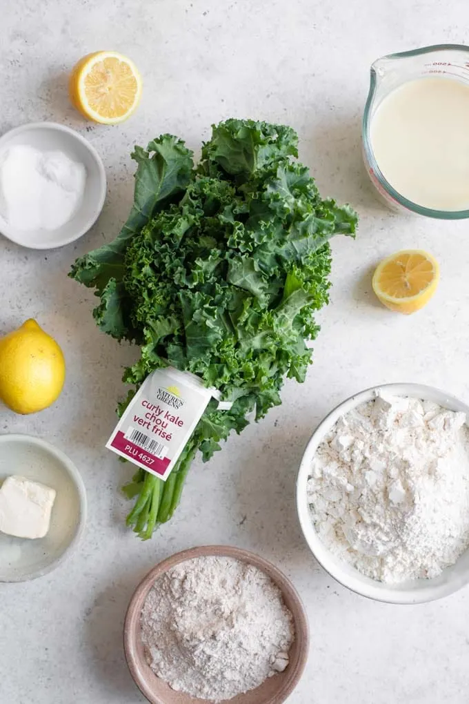 ingredients for kale soda bread