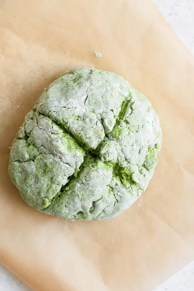 shaped soda bread with X cut in center