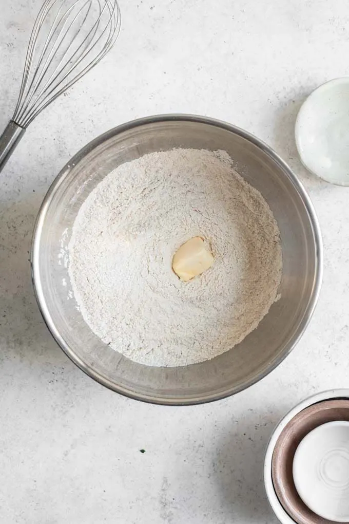 butter in dry ingredients for soda bread