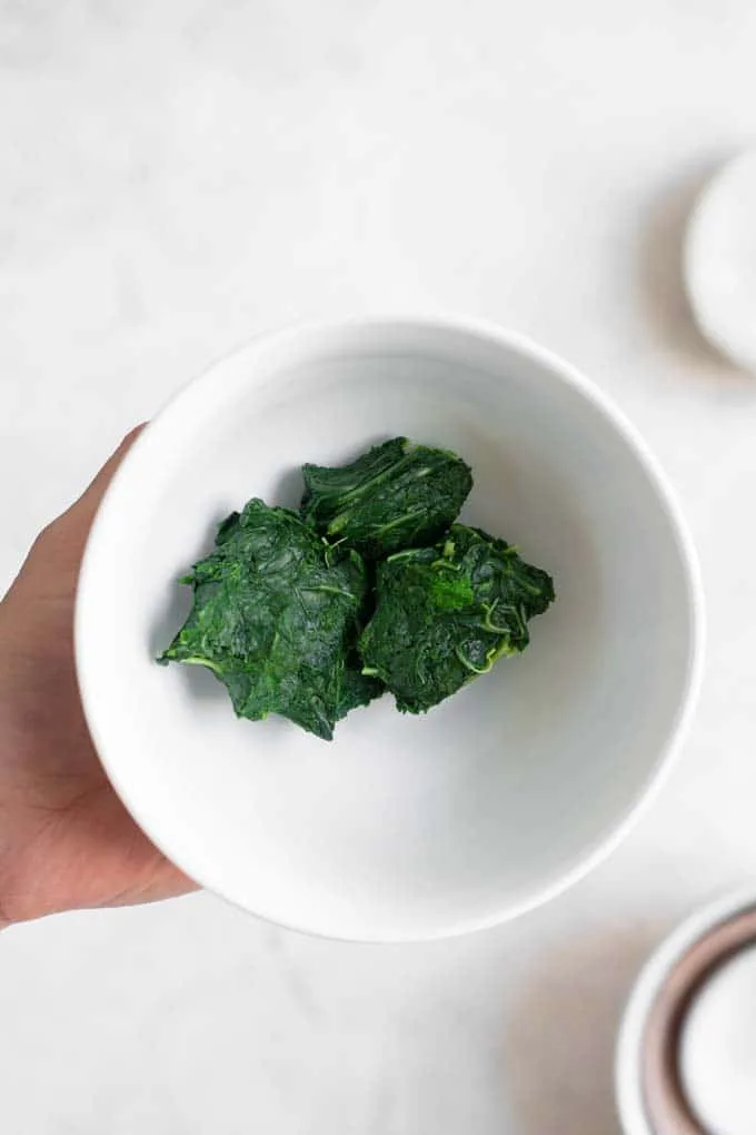 cooked kale with water squeezed out