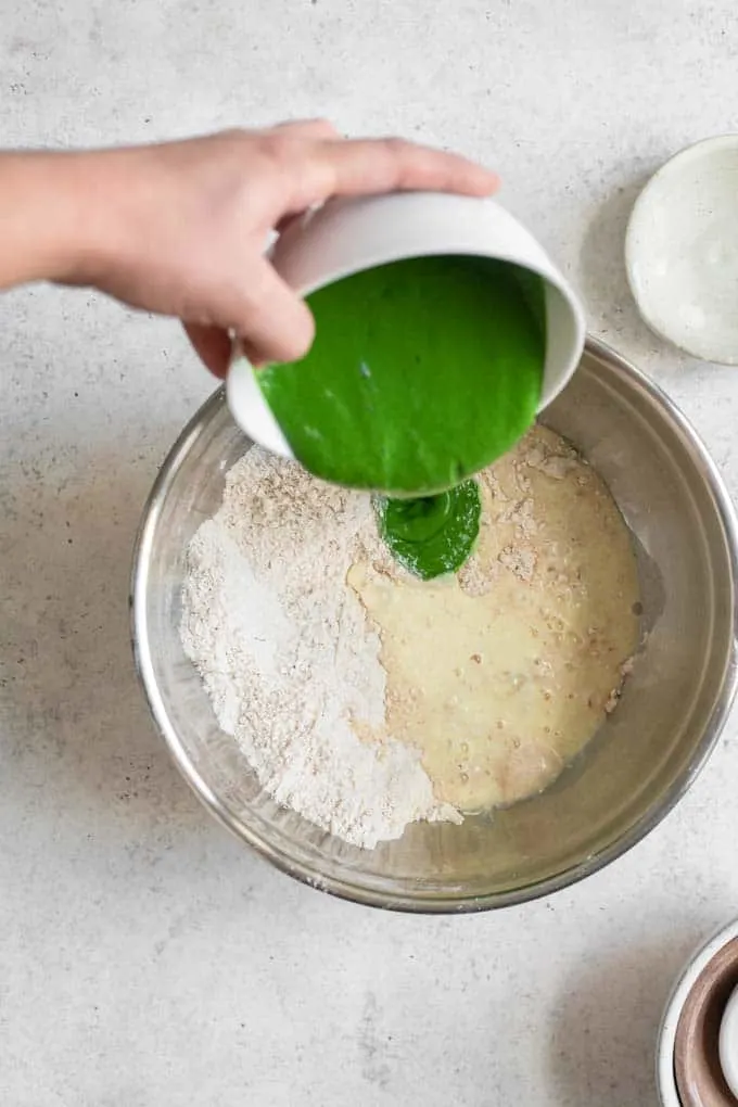 add kale butter milk to dry ingredients