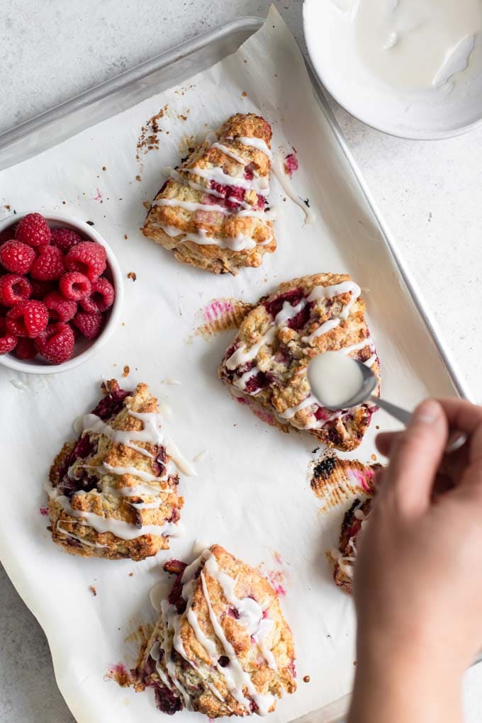 drizzling glaze over scones