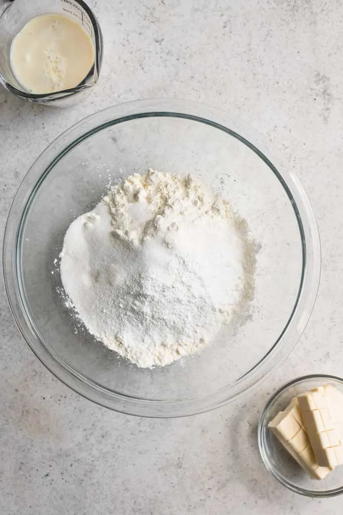 dry ingredients in a mxing bowl