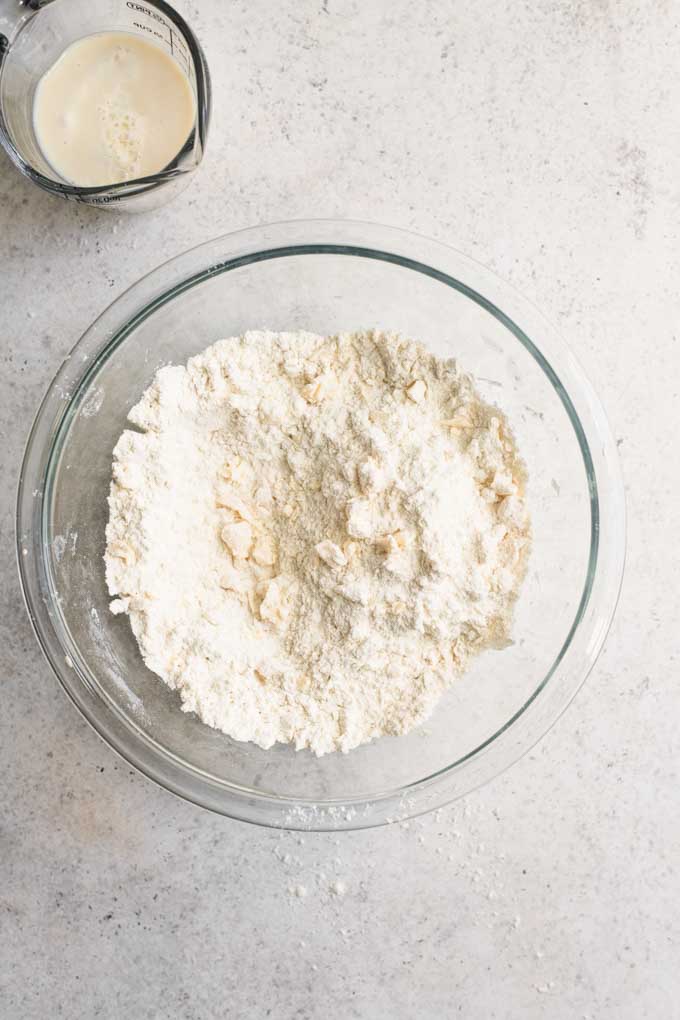 vegan butter cut into dry ingredients
