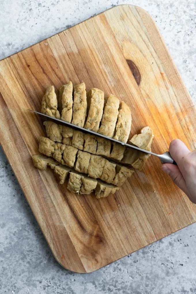 seitan dough cut into dice