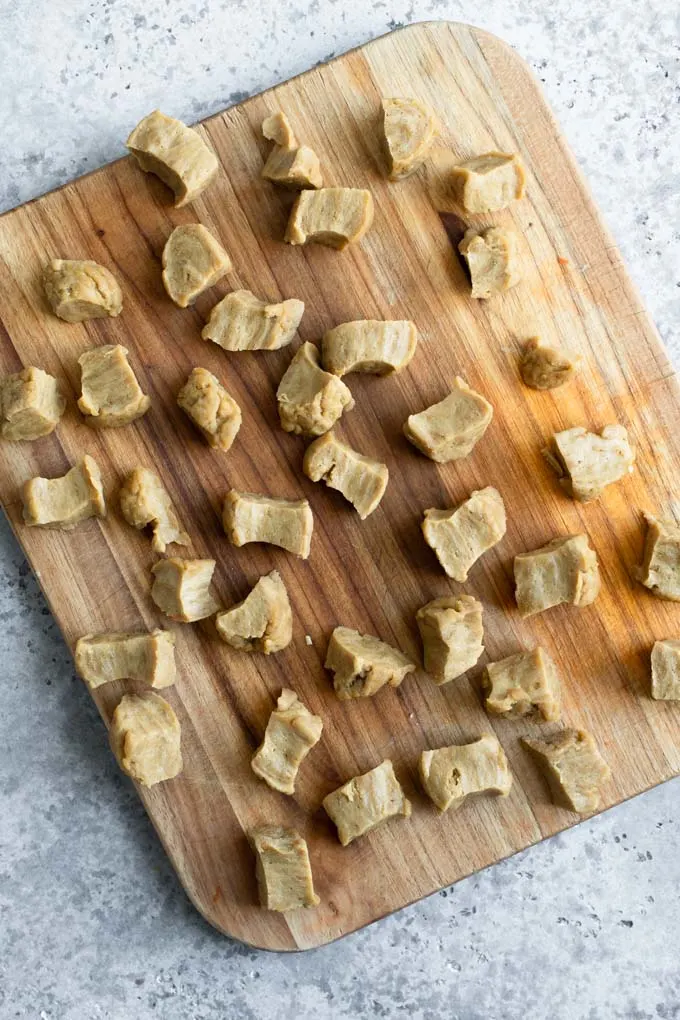 cut seitan into dice