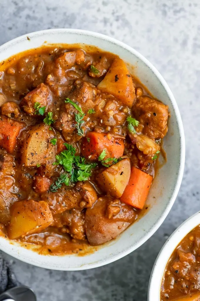 close up of vegan Irish stew