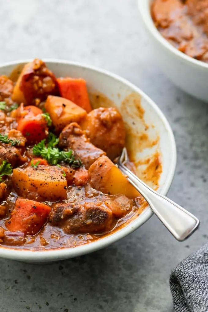 side view of Irish stew