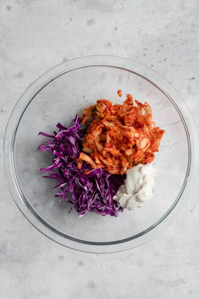 ingredients for kimchi slaw