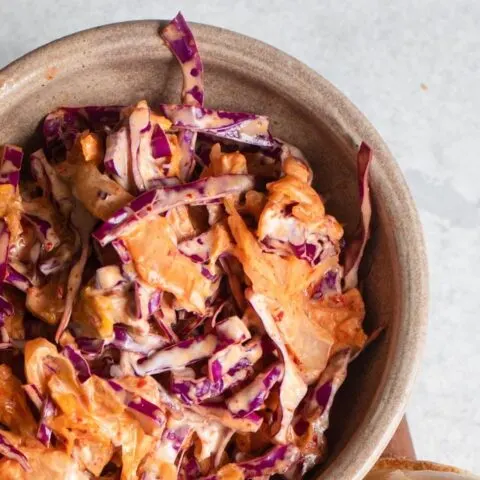 kimchi slaw served in a bowl