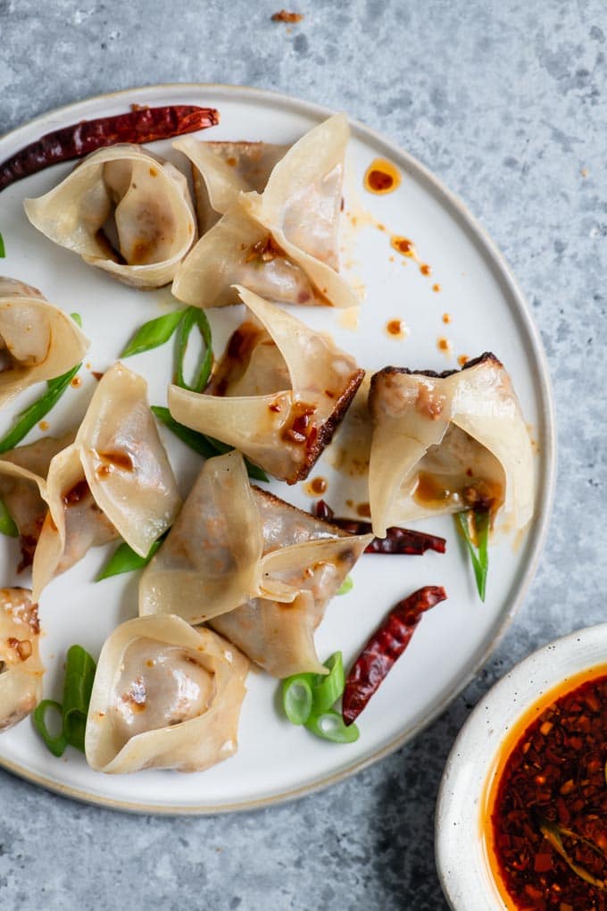 pan fried and steamed wontons