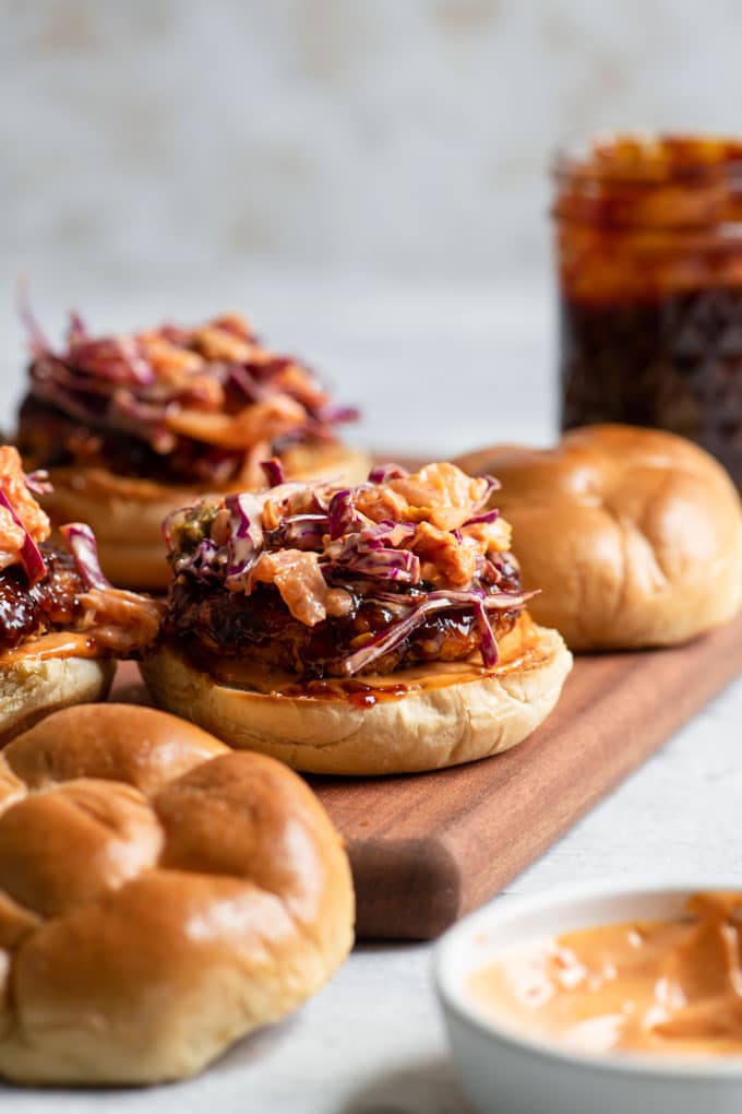 vegan korean barbecue tempeh burgers