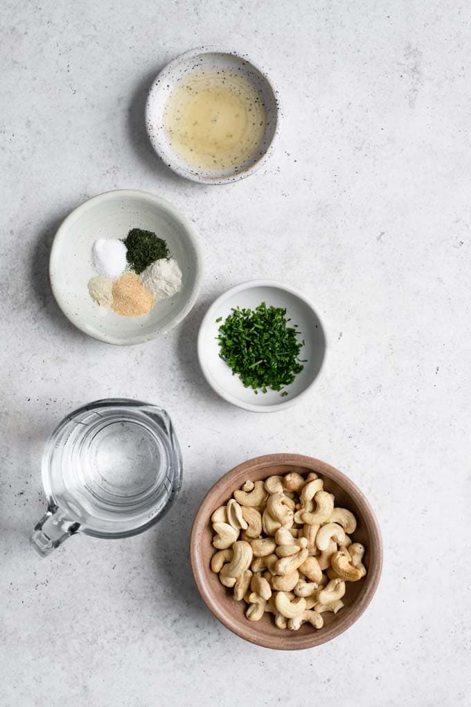 ingredients for cashew ranch dressing