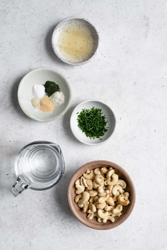 ingredients for cashew ranch dressing