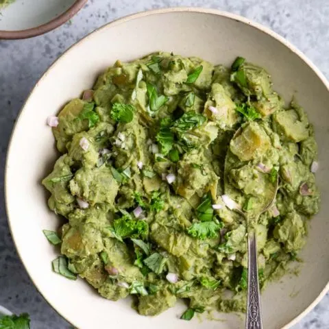 mustard green pesto potato salad