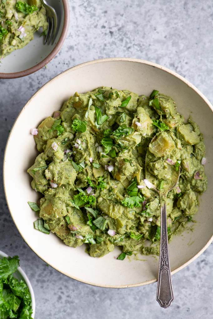 mustard green pesto potato salad