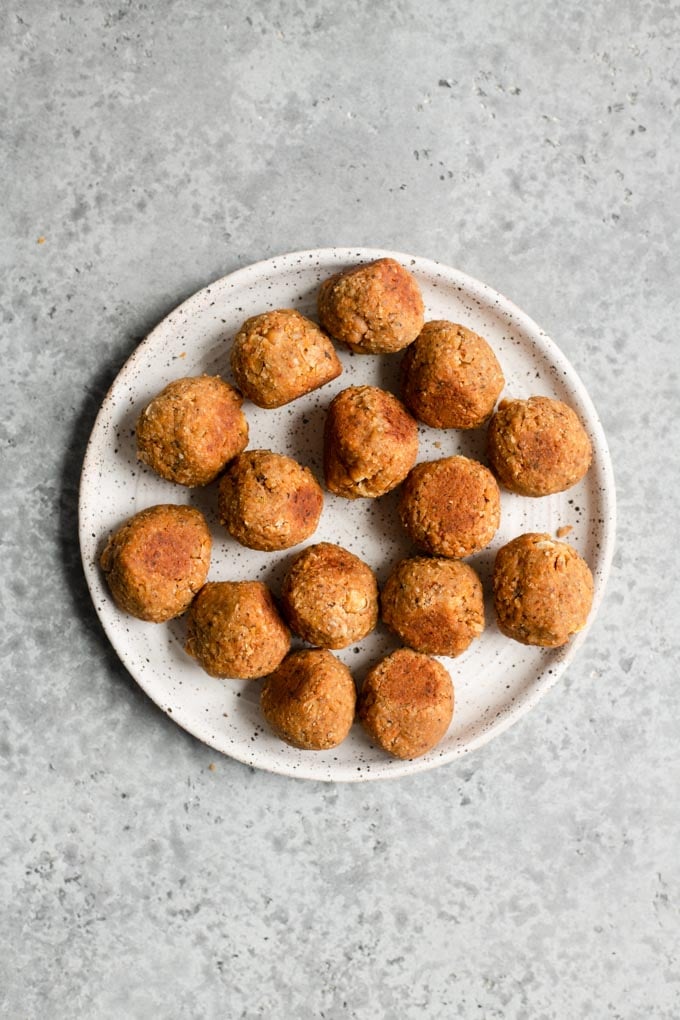 vegan meatballs on a plate