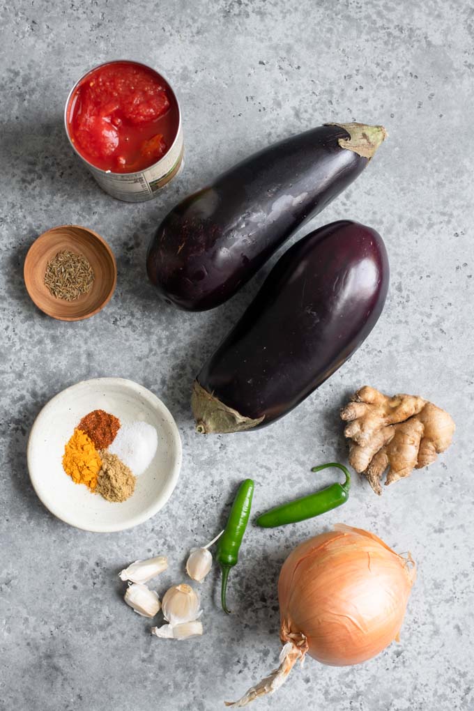 ingredients for baingan bharta