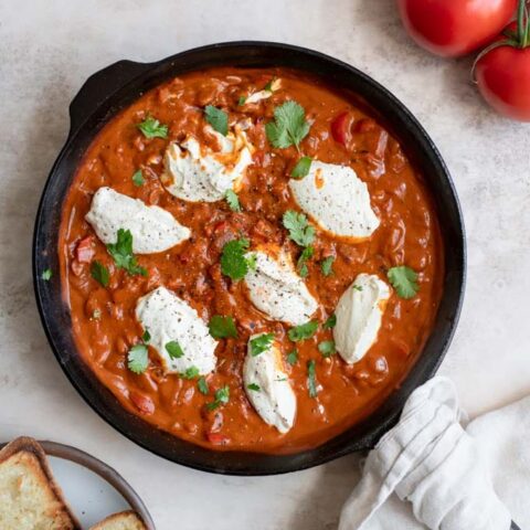 vegan shakshuka with tofu ricotta