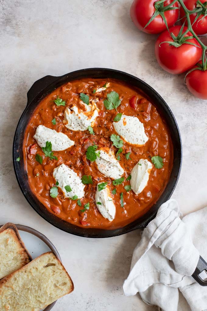 vegan shakshuka with tofu ricotta