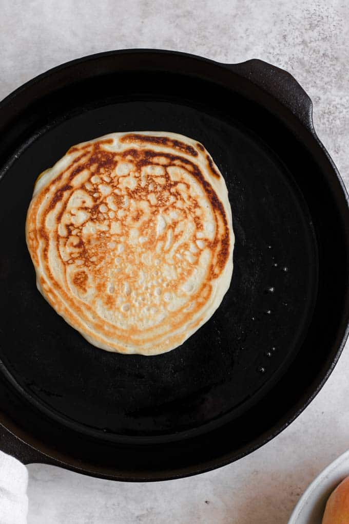 cooked pancake on skillet