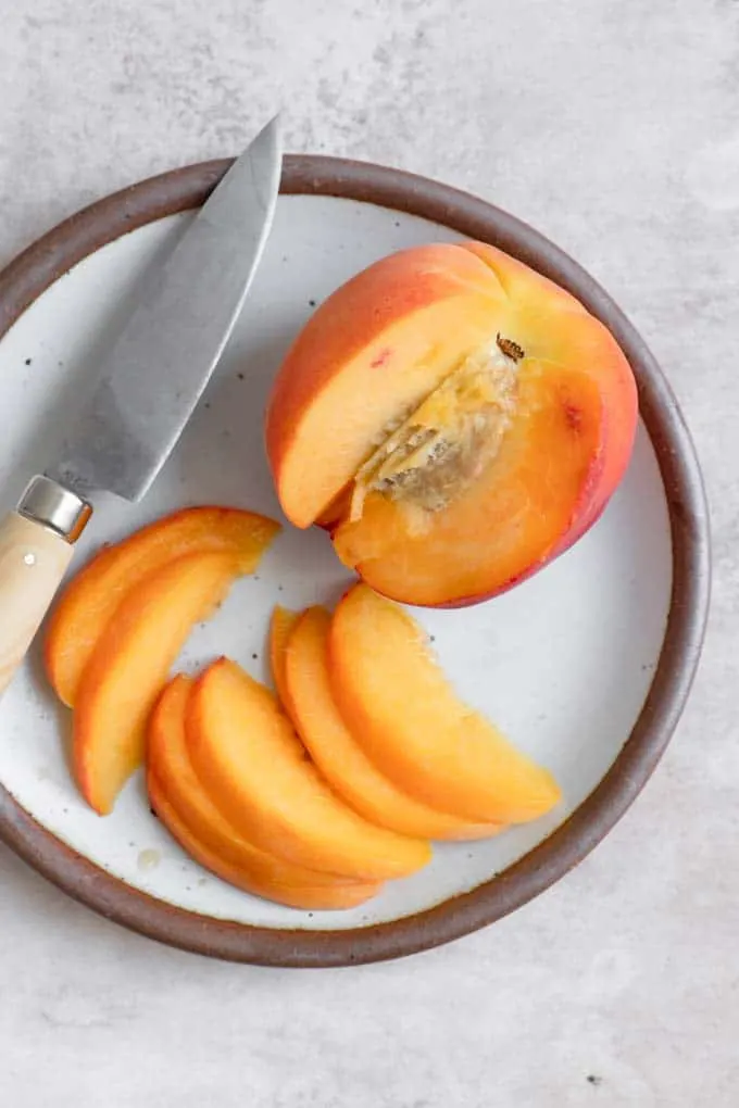 thinly sliced peach for pancakes